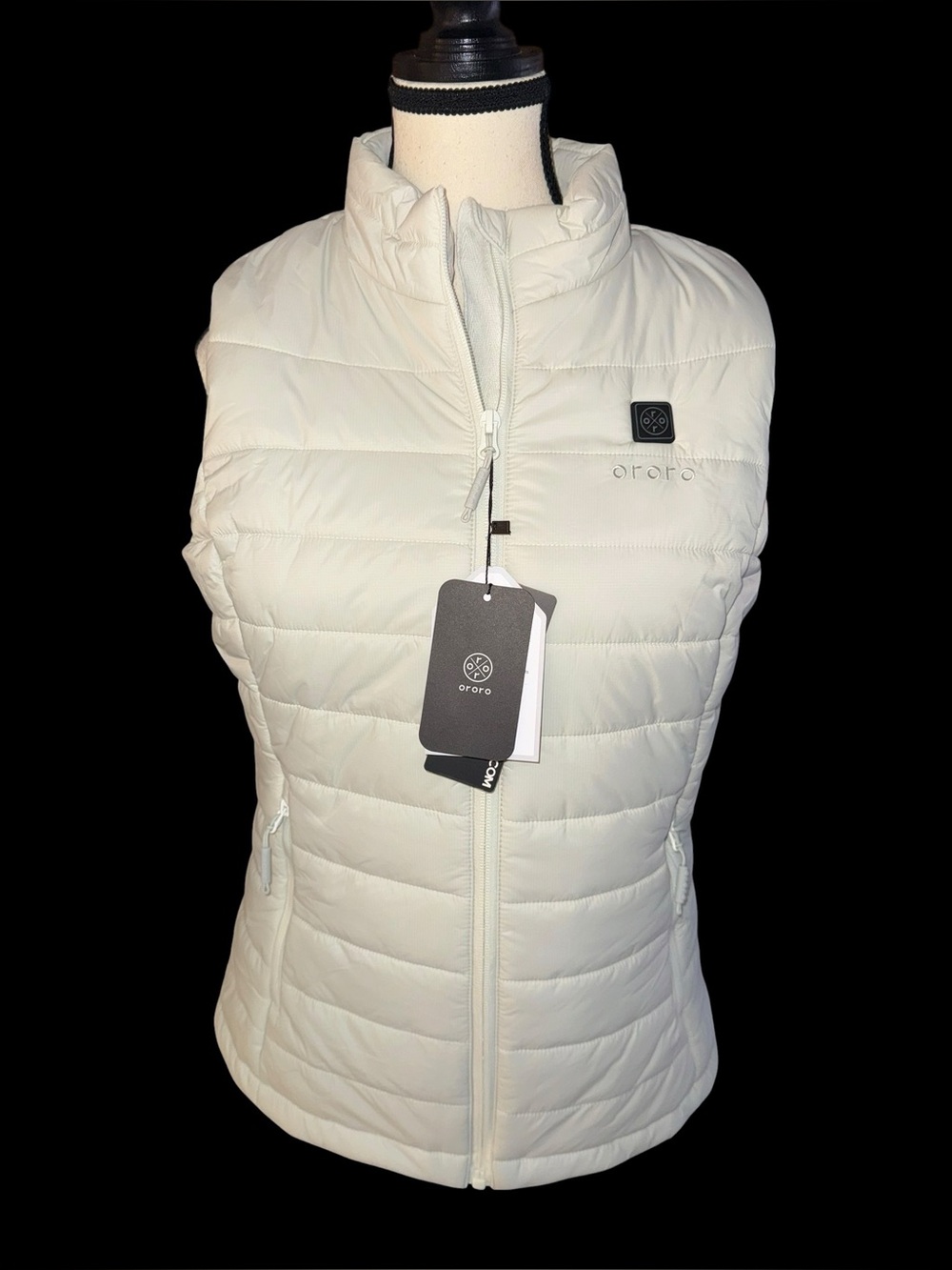 ORORO Womens Small Heated Vest Off White NWT Electric Puffer Winter Jacket